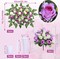3 Pcs Artificial Cemetery Flower Saddles, Rose Headstone Flower Saddle,Cemetery Memorial Flowers with Vase for Outdoor Grave Tombstone Decorations  (Purple White)
